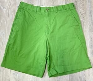 Alan Flusser Men’s Lime Green Chino Golf Shorts Size 34 Cotton Flat Front